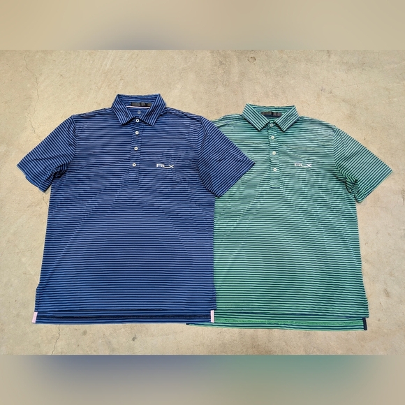 RLX Sunfaded Polo Mens L-XL Blue Green Lot Of 2 - Picture 1 of 8